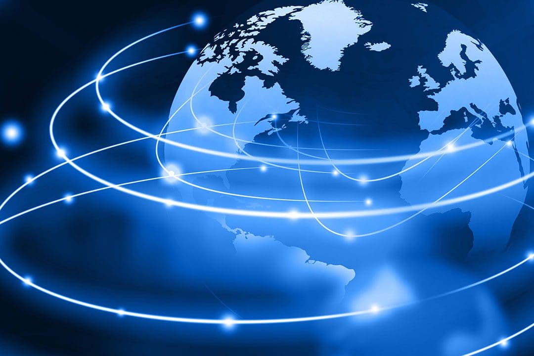Globe with digital network connections concept.